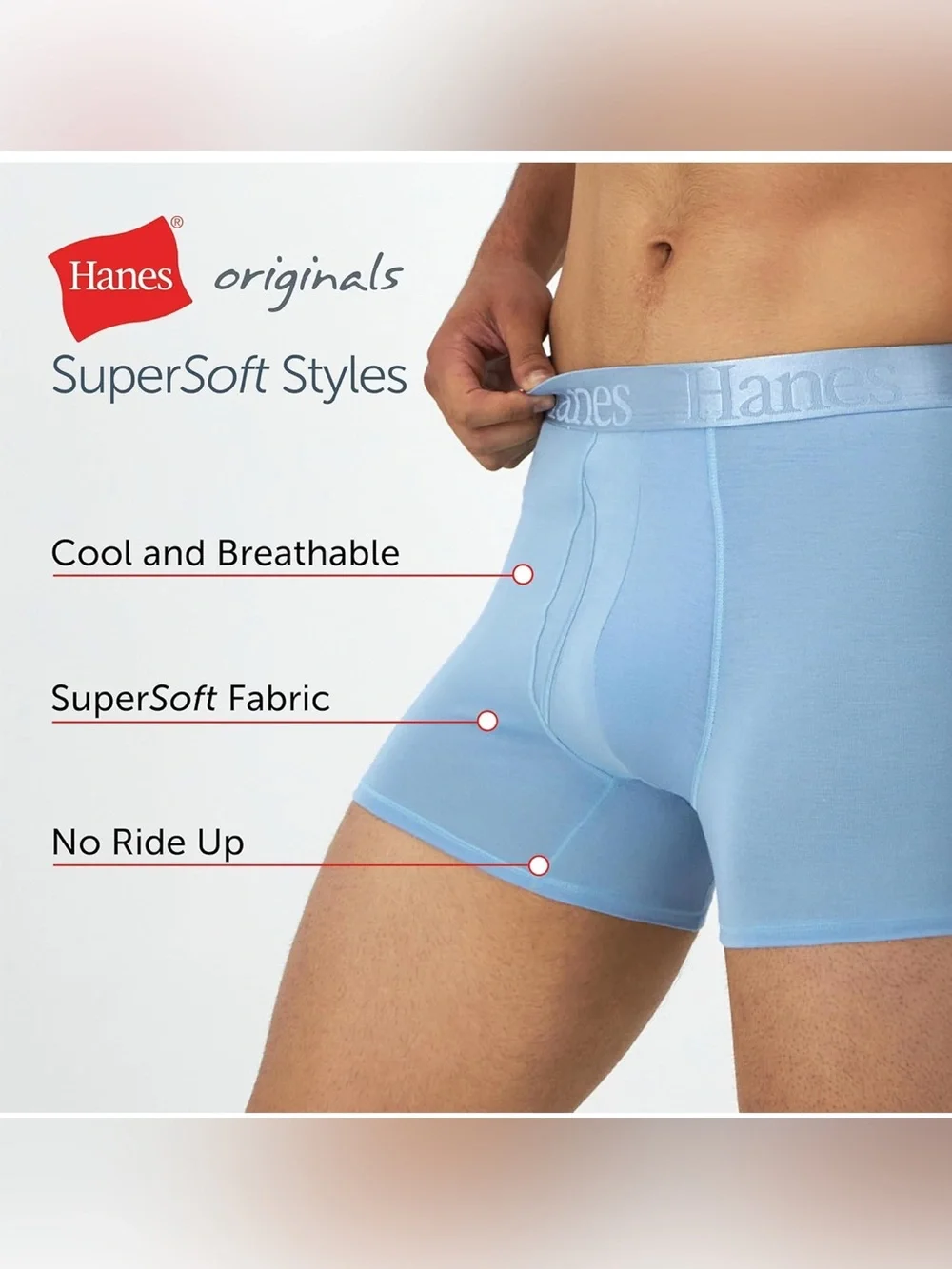 Hanes Boxer Briefs Underwear SuperSoft Viscose Bamboo 3-Pack Men's Trunks XL